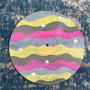 Hand-Painted Colorful Wavy Vinyl Art Disc
